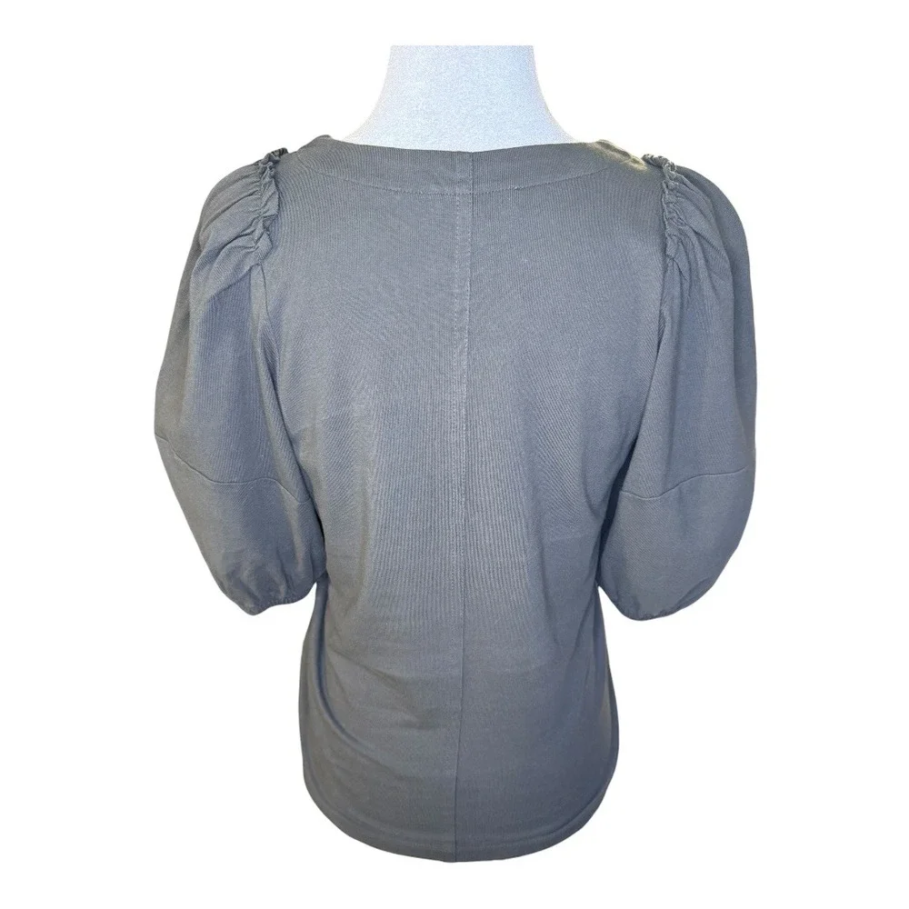 Madewell Puff Sleeve Knit Top‎ Olive Green Dark Surplus XS NWT